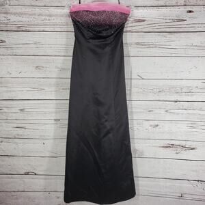 Exclusives Black Pink Strapless Beaded Zip Back Formal Gown Size 2